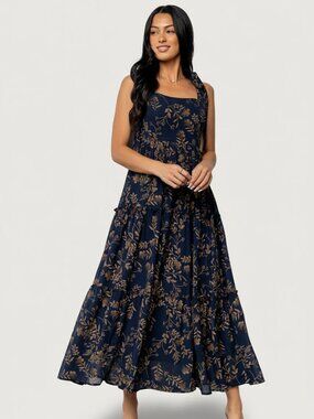 Baltic Born Anita Maxi Dress | Midnight + Gold Floral Size LL